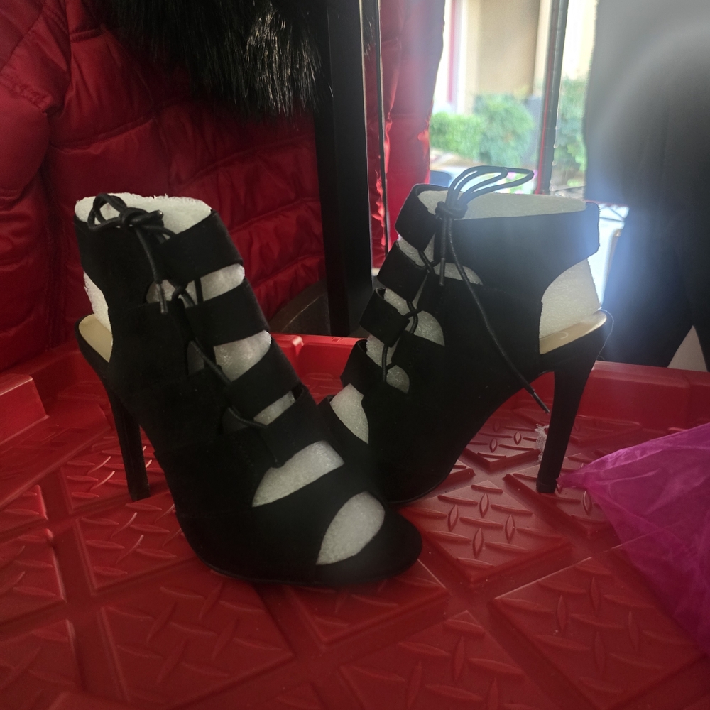 Dollhouse Black Strappy Heels